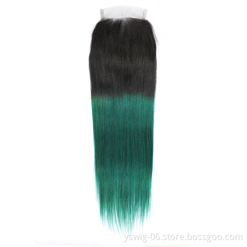 YS 100% Cuticle Aligned Indian Virgin Hair Weave Bundles Top Quality 1b/Green# Raw Indian Human Hair Weaves for Black Woman